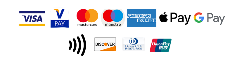mastercard,visa,g-pay,apple-pay,maestro card,union pay,dinners club,discover,v-pay